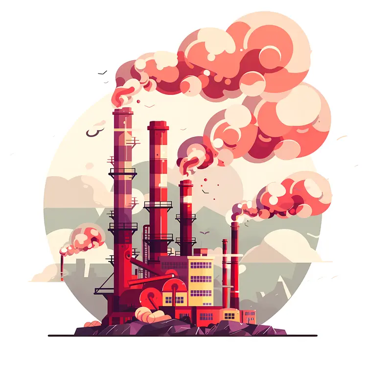 Industrial Factory with Smoke Emissions