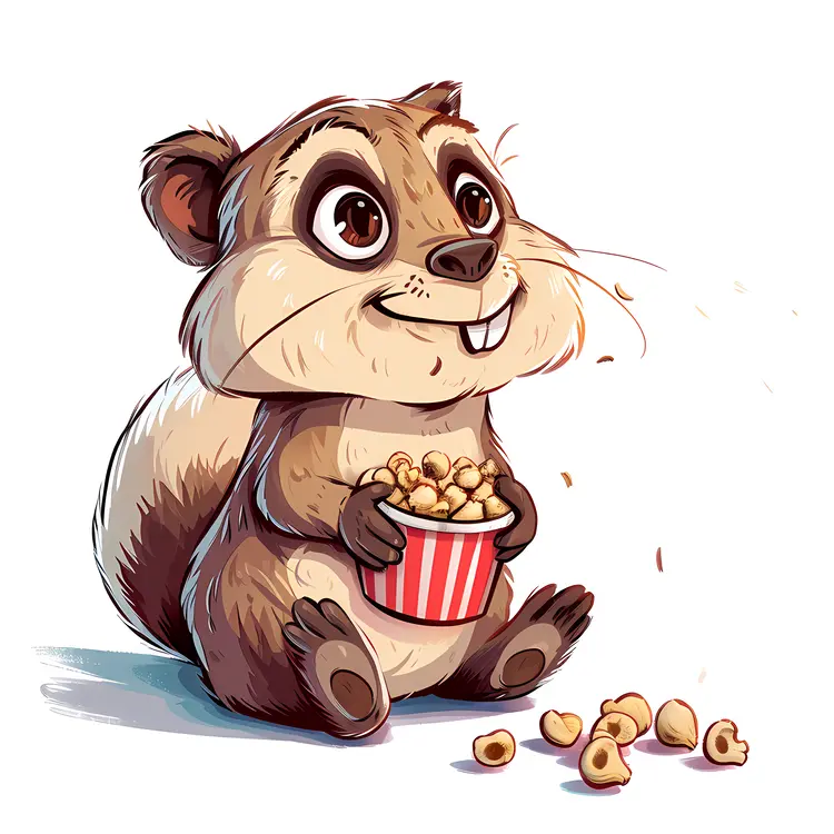 Cute Squirrel Eating Popcorn