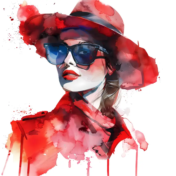 Stylish Woman in Red Hat Illustration