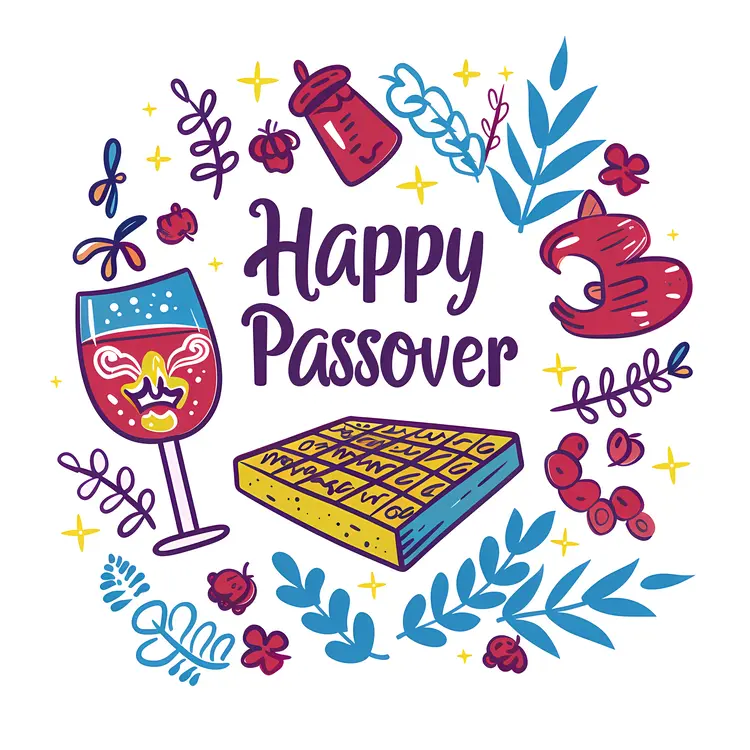 Happy Passover Celebration with Wine and Matzah