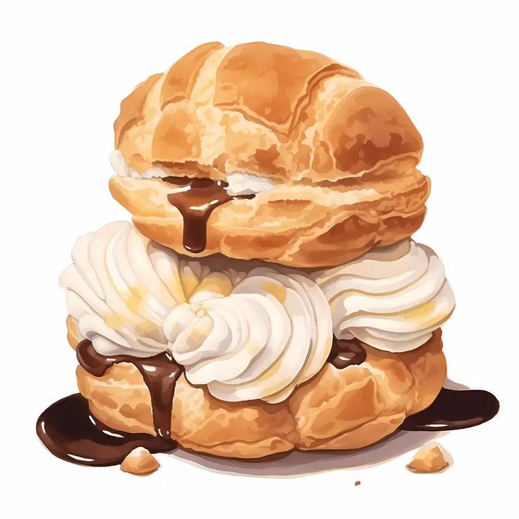 Cream Puff with Chocolate Sauce