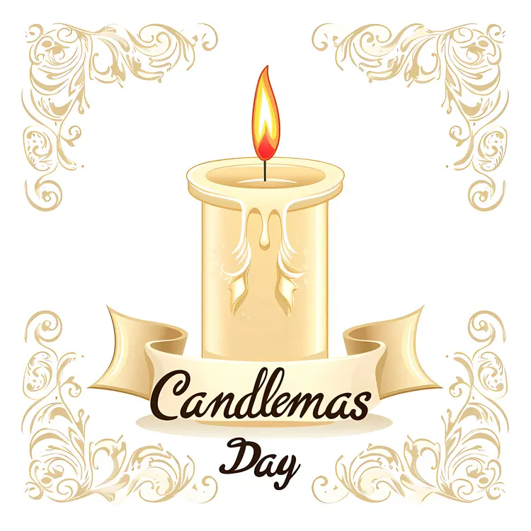 Candle with Banner for Candlemas Day