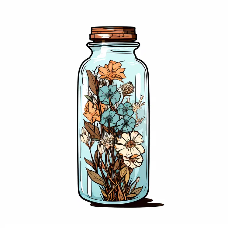 Colorful Flowers in a Glass Jar