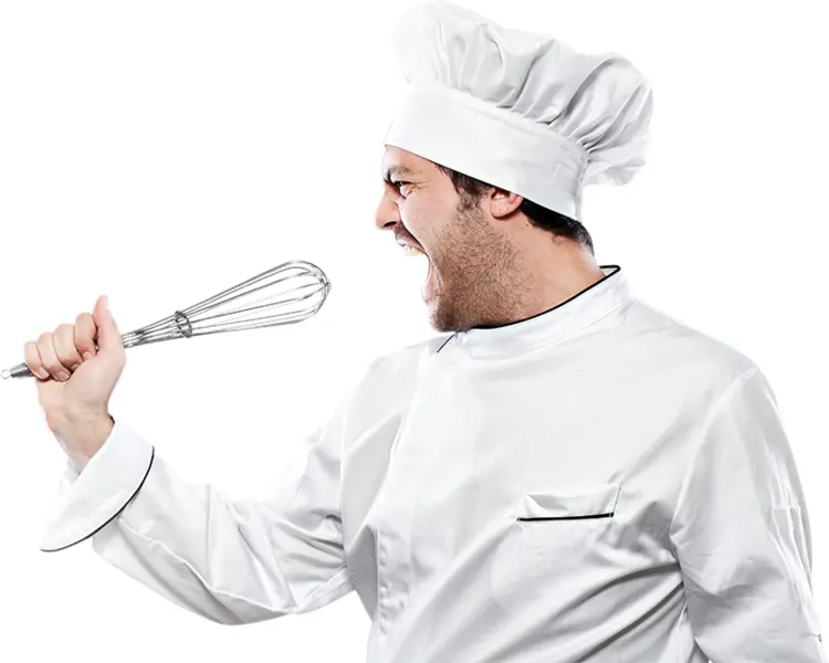 Chef Holding Whisk and Shouting