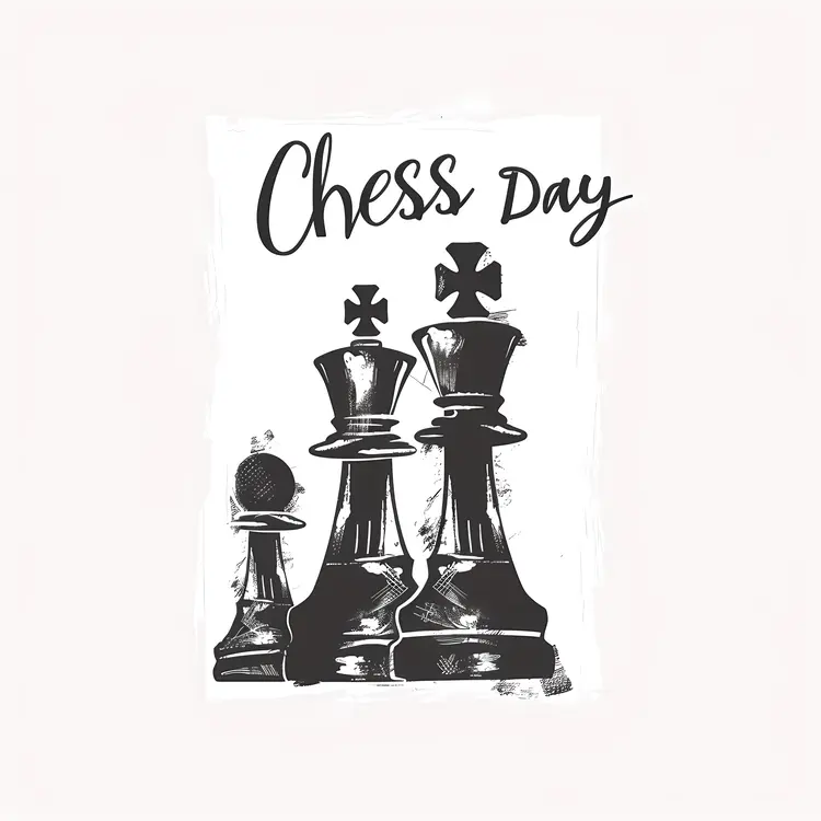 Chess Day King, Queen, and Pawn Pieces