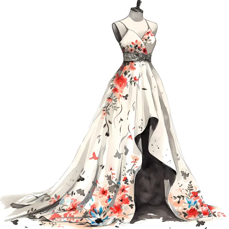 White Floral Elegant Dress