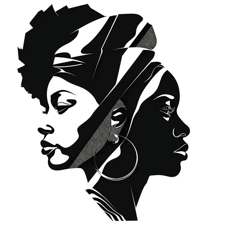 Dual Silhouette of Two Women