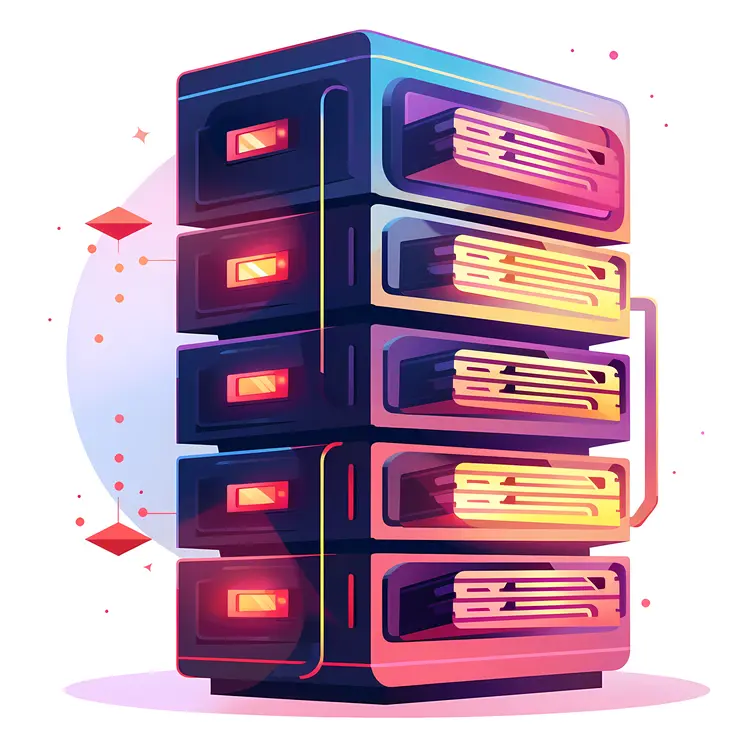 Stylized Server Rack with Red Lights
