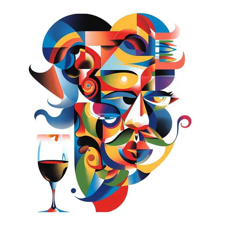 Abstract Man with Wine Glass