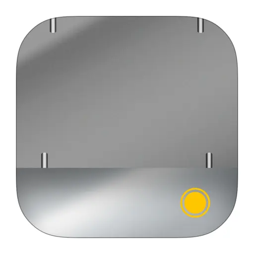 Gray Square Icon with Yellow Button