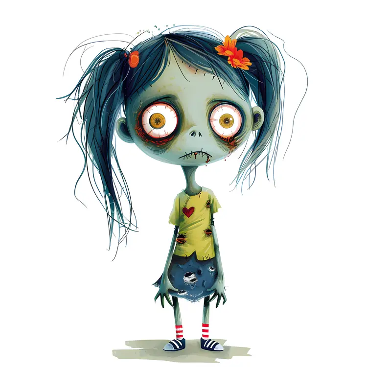 Blue Zombie Girl Cartoon Character