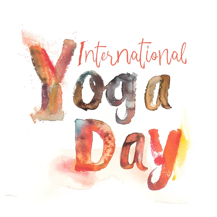 Colorful Watercolor Text for International Yoga Day