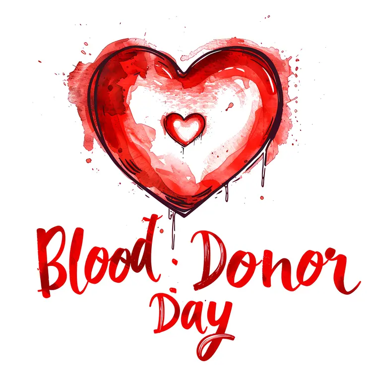 Heart Cartoon with 'Blood Donor Day' Message