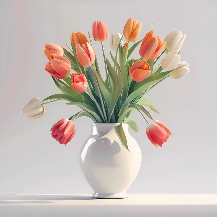Beautiful Tulips in White Vase