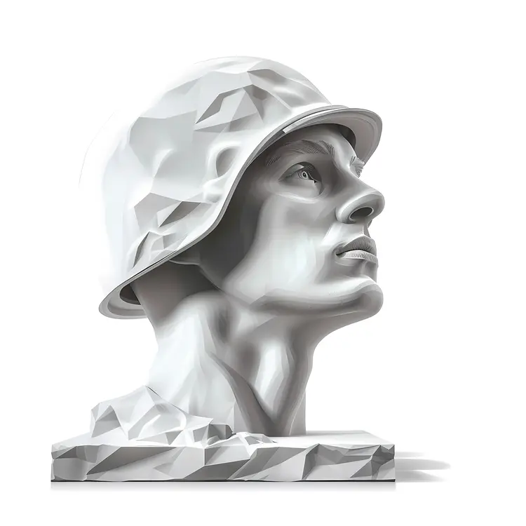 Soldier Bust Statue with Helmet