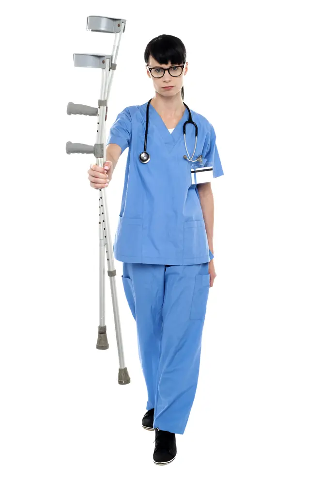 Nurse Holding Crutches