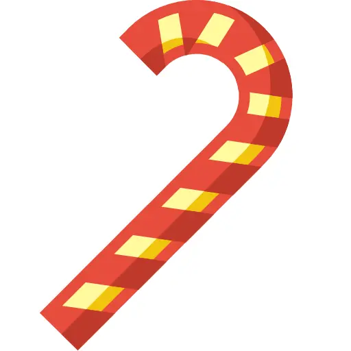 Red Candy Cane with Yellow Stripes
