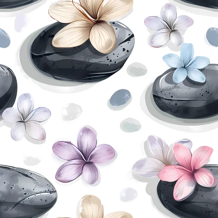 Zen Stones and Flowers Pattern