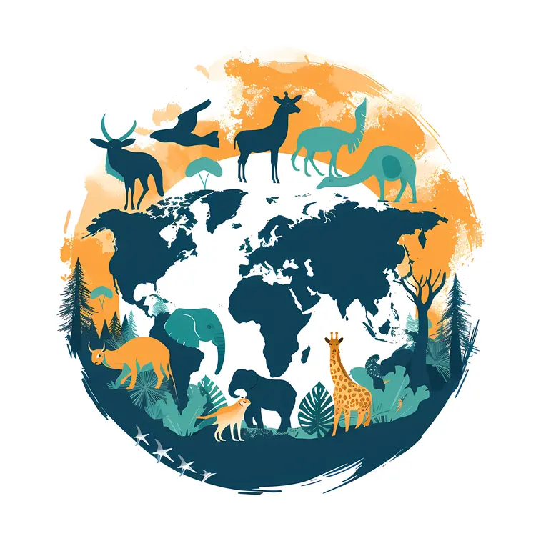 Wildlife Animals Around the World Illustration