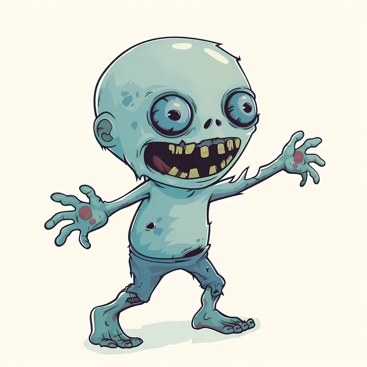 Cute Blue Zombie Cartoon