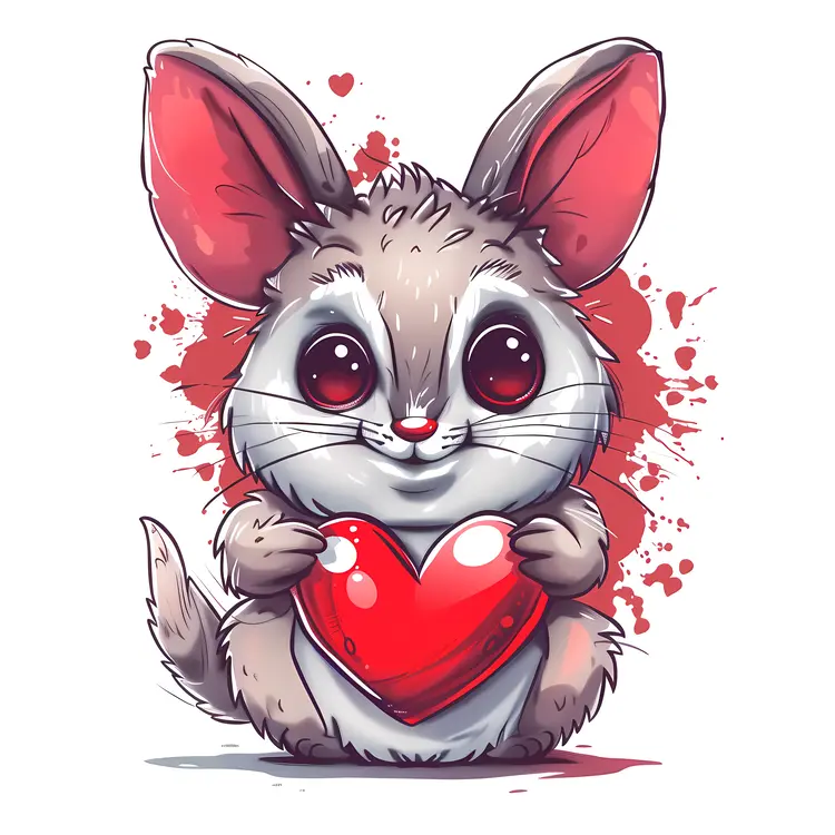 Adorable Bunny Holding a Heart