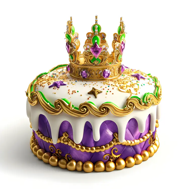 Elegant Mardi Gras Cake with Crown