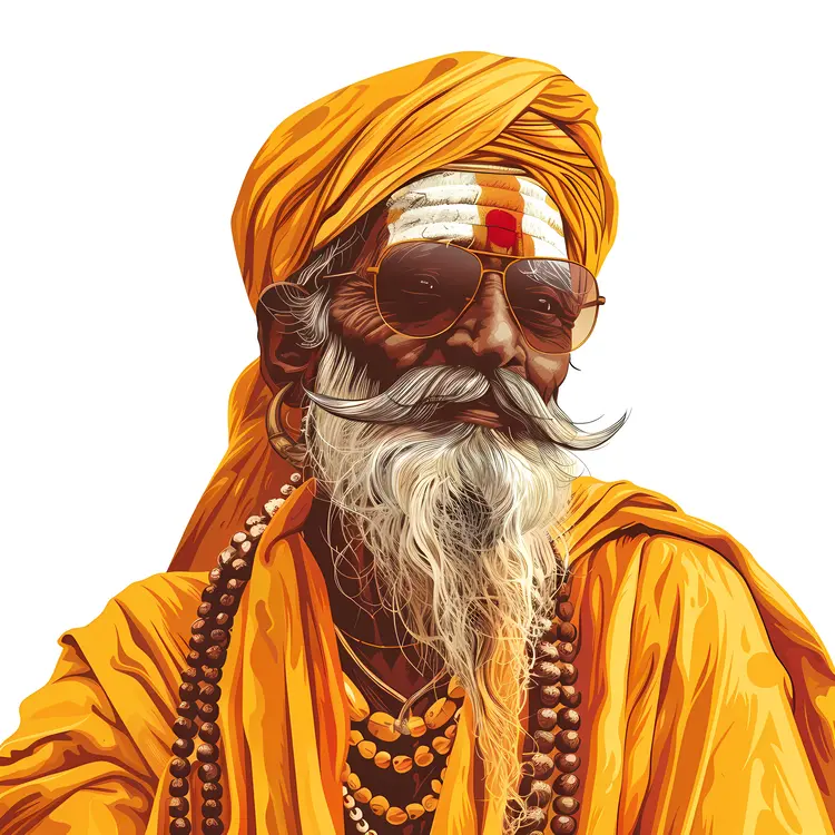 Elderly Man in Traditional Attire with Sunglasses