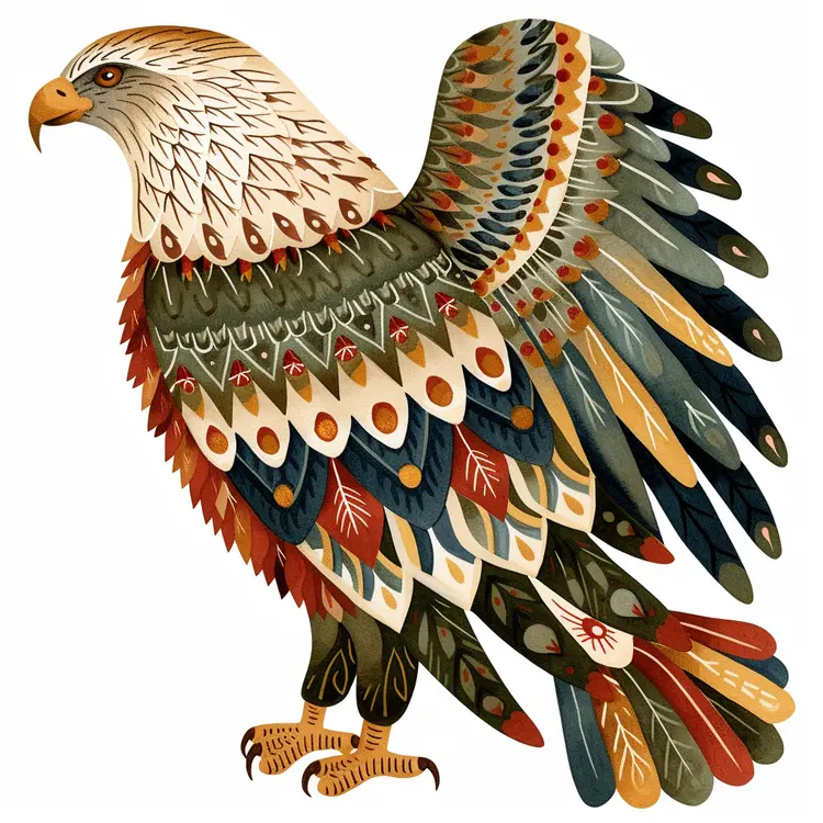 Patterned Eagle with Spread Wings