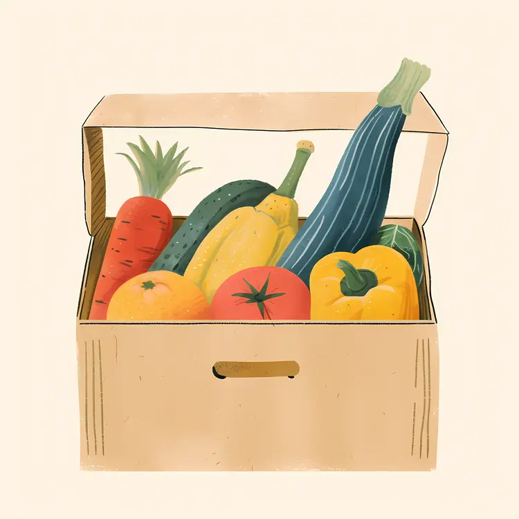 Fresh Vegetable Box Illustration
