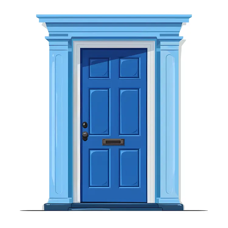 Blue Door with Columns