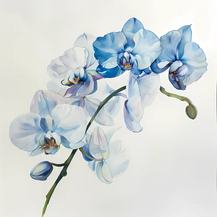 Elegant Blue Orchids on Branch