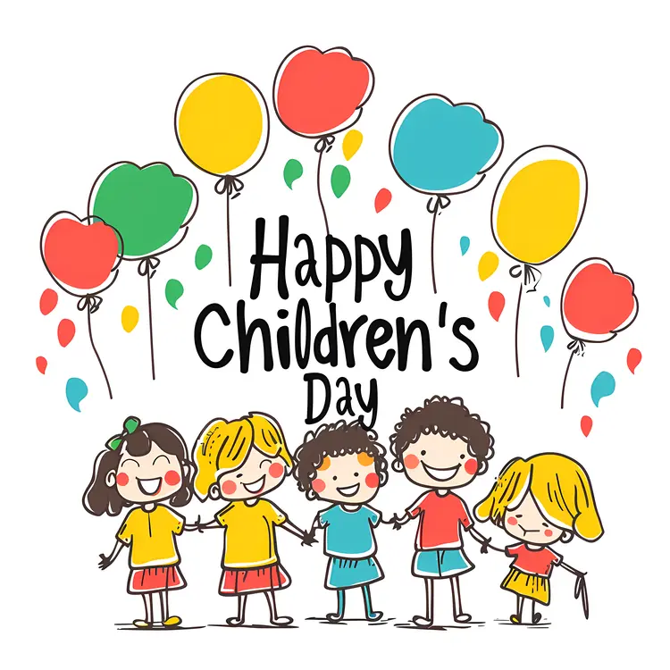 Happy Children's Day with Kids and Balloons