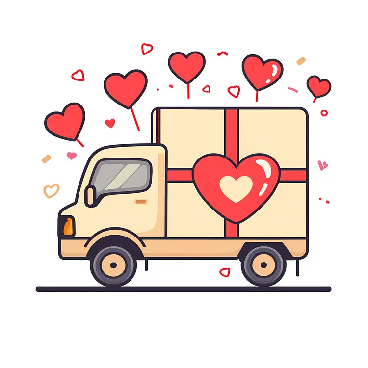 Cute Delivery Truck with Hearts
