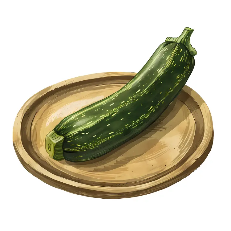 Green Zucchini on a Wooden Plate