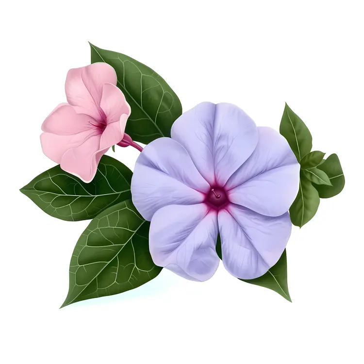 Purple and Pink Flowers with Green Leaves