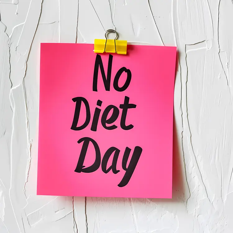 No Diet Day Pink Note on Wall