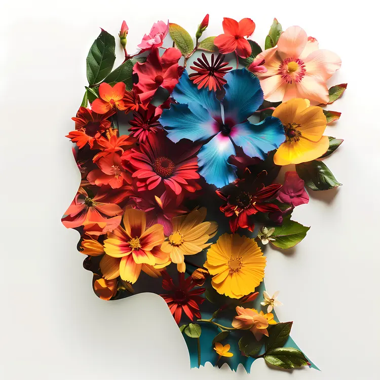 Vibrant Floral Profile Art