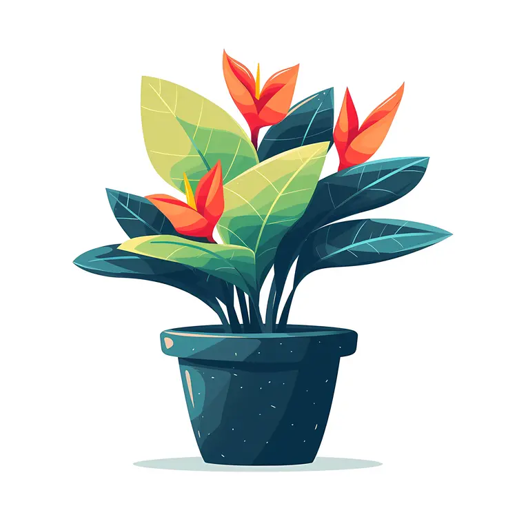 Red Flowers in Green Pot