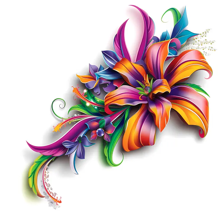 Vibrant Colorful Flower Illustration