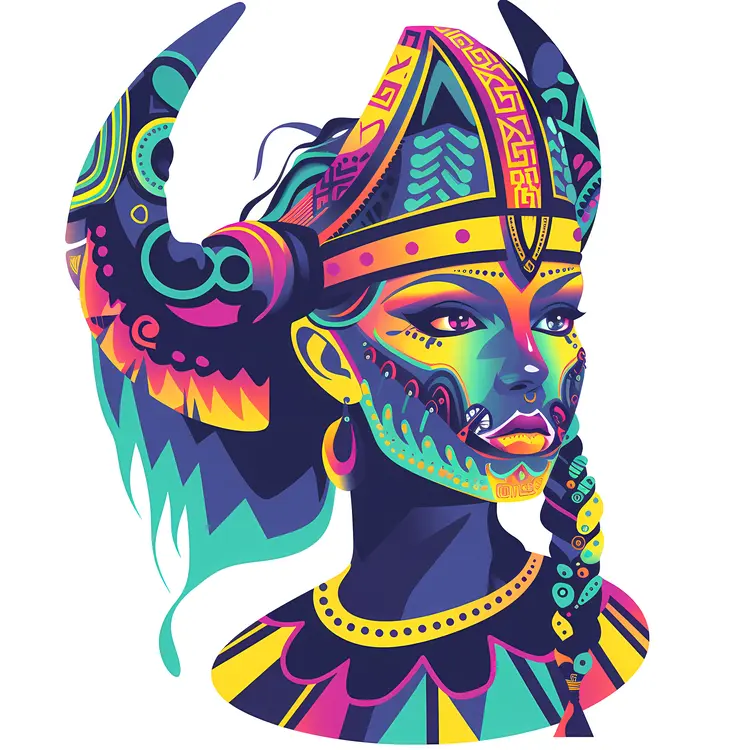 Colorful Female Viking Warrior Portrait