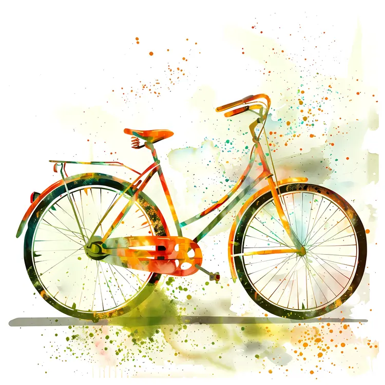 Colorful Bicycle with Paint Splashes