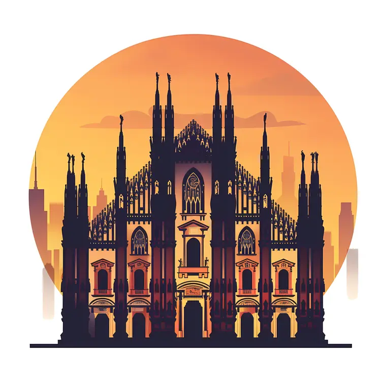 Sunset Gothic Cathedral Silhouette