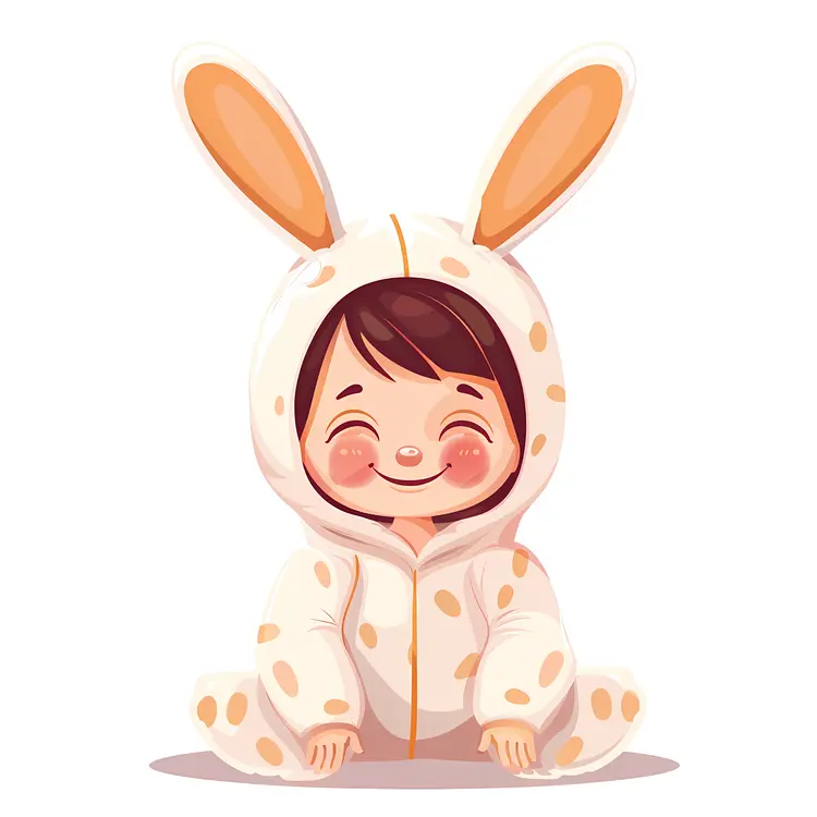 Cartoon Child in Polka Dot Bunny Costume