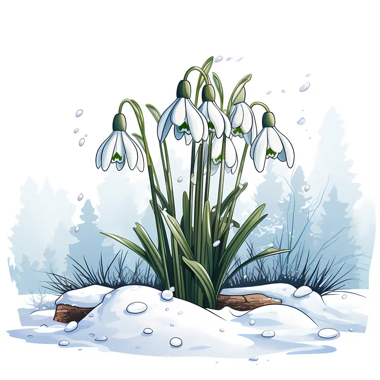 White Snowdrop in Snow