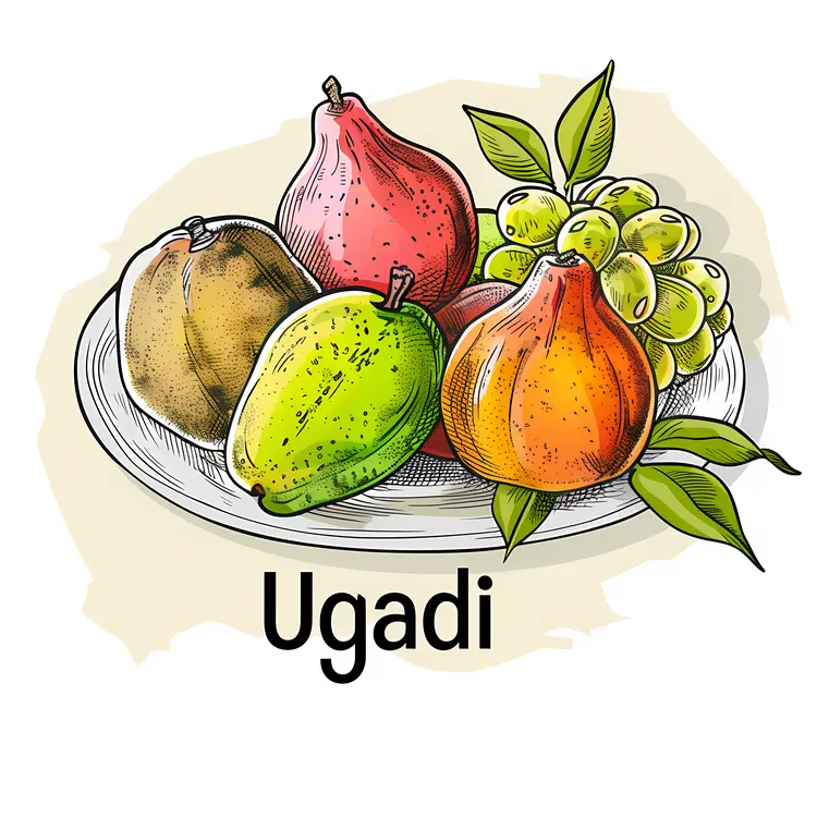 Fruit Plate Illustration for Ugadi