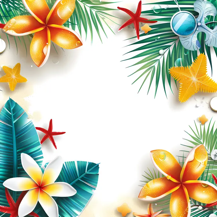 Tropical Floral Frame for Summer Vibes
