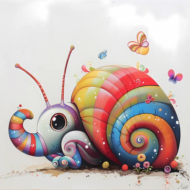 Colorful Snail with Whimsical Shell