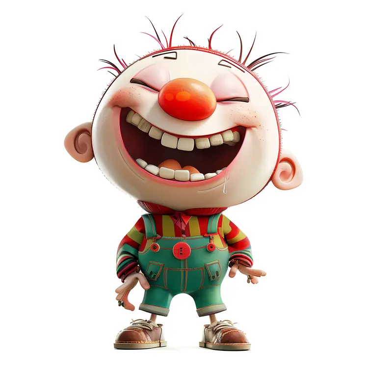 Playful Cartoon Character with Red Nose