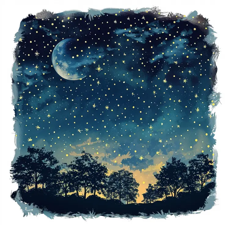 Starry Night Sky with Moon