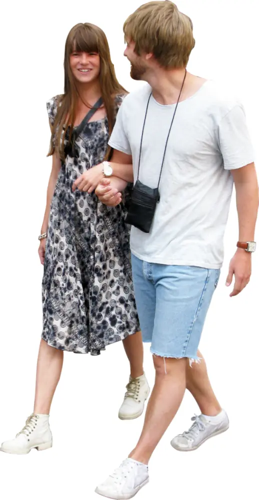 Casual Couple Walking Outdoors
